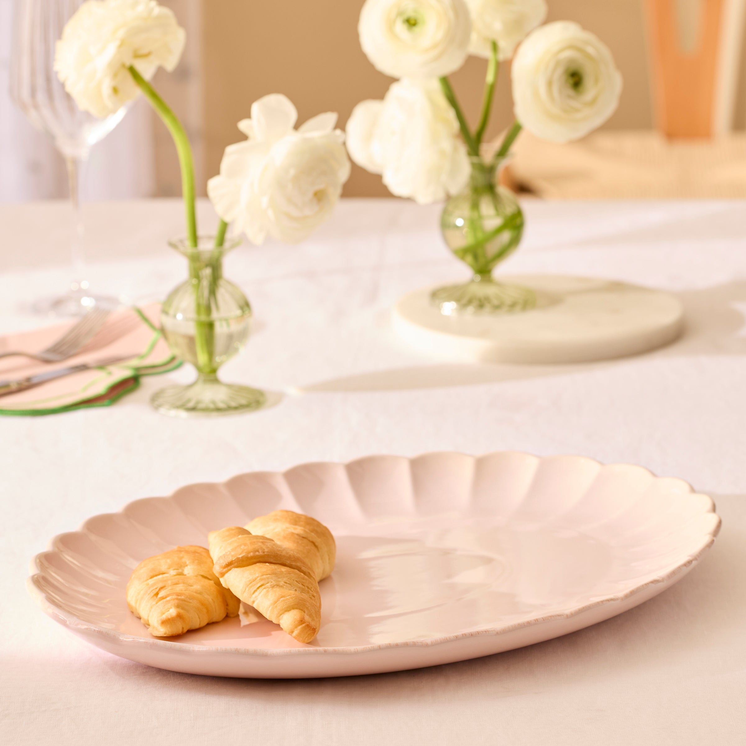 French Perle Scallop Blush Serving Platter - Image 2
