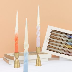 Rainbow Twisted Table Candles. Set of 8
