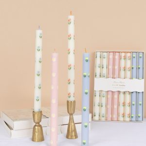 Floral Table Candles. Set of 8