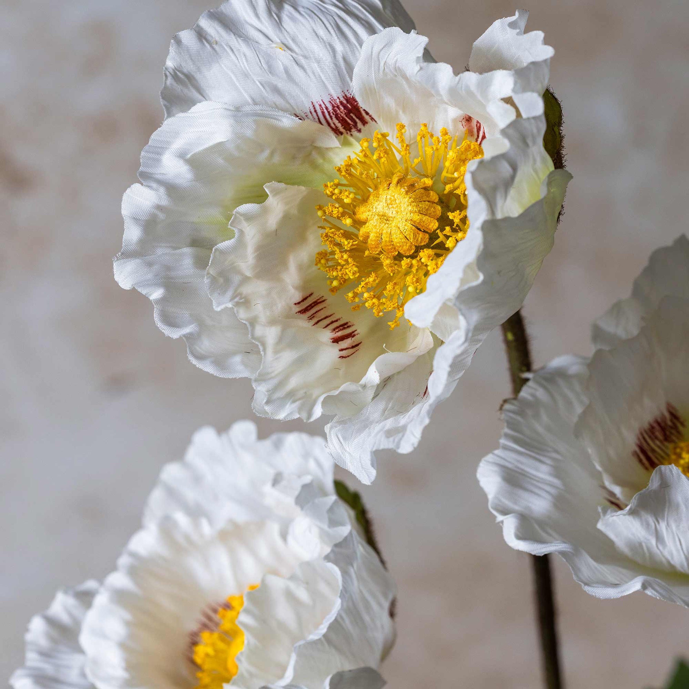 Artificial White Poppy Stem - Image 4
