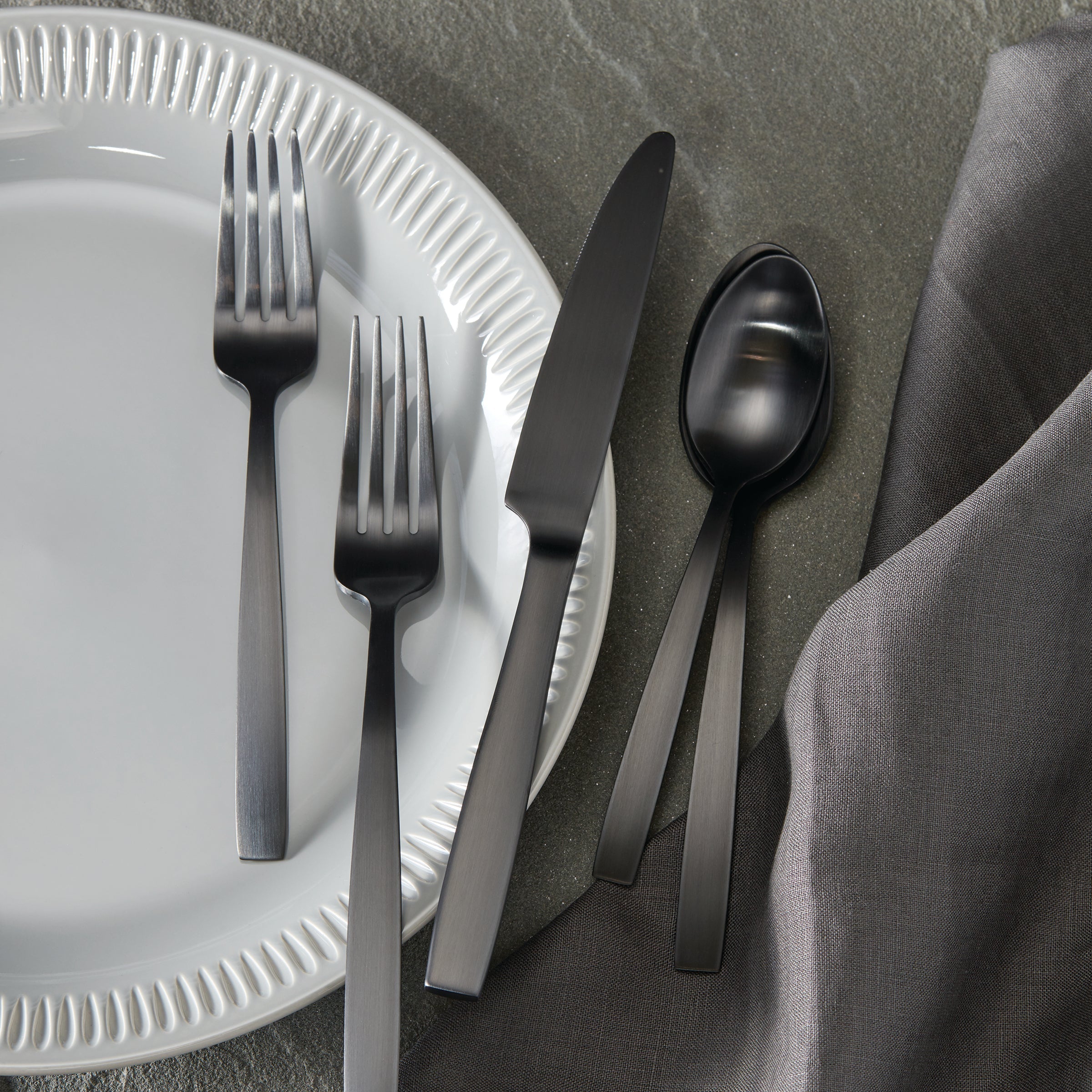 Clearview Black Satin 20-Piece Flatware Set - Image 2