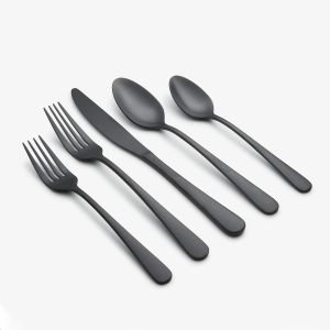 Keene Black Satin 20-Piece Flatware Set