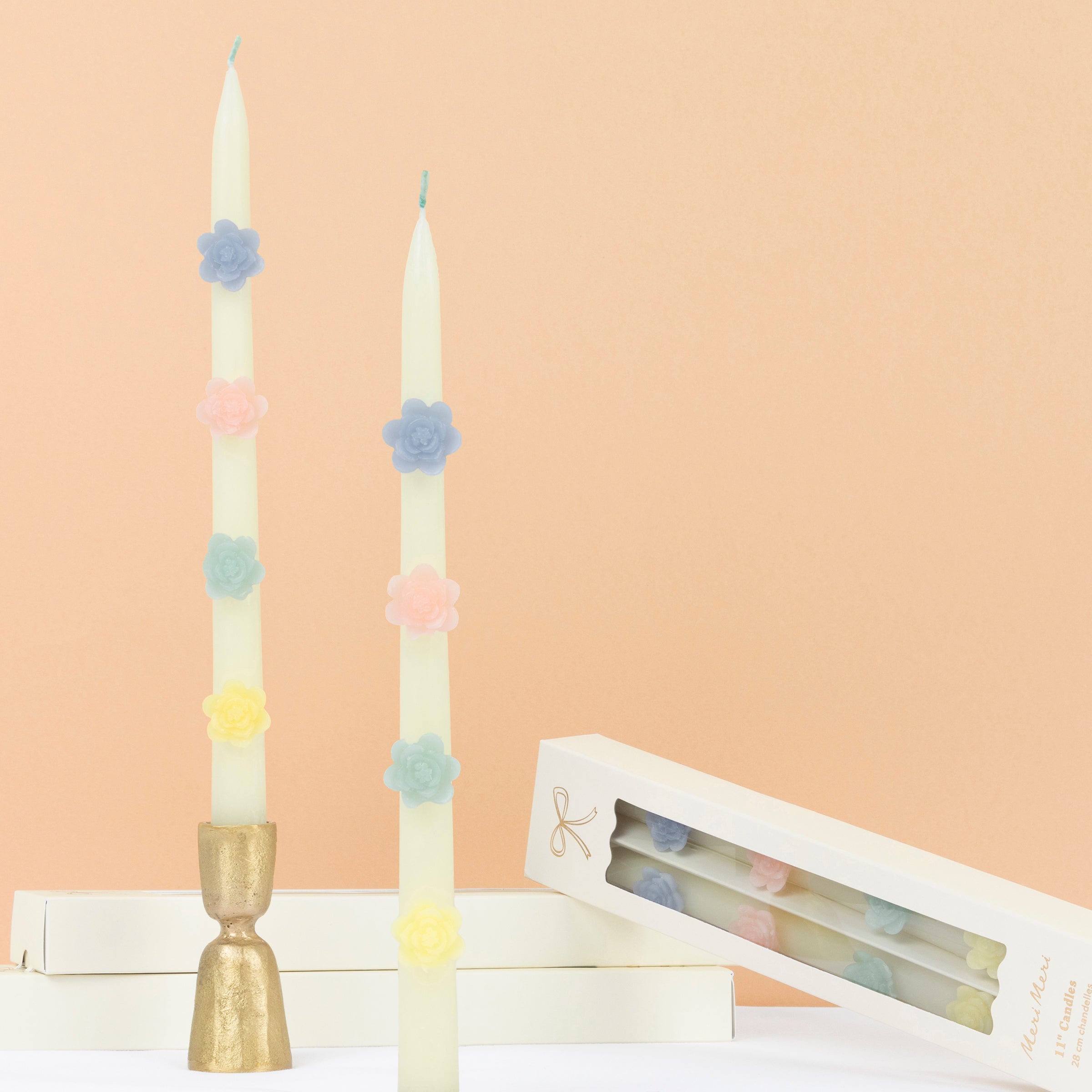 Pastel Flowers Taper Candles. Set of 2 - Image 4