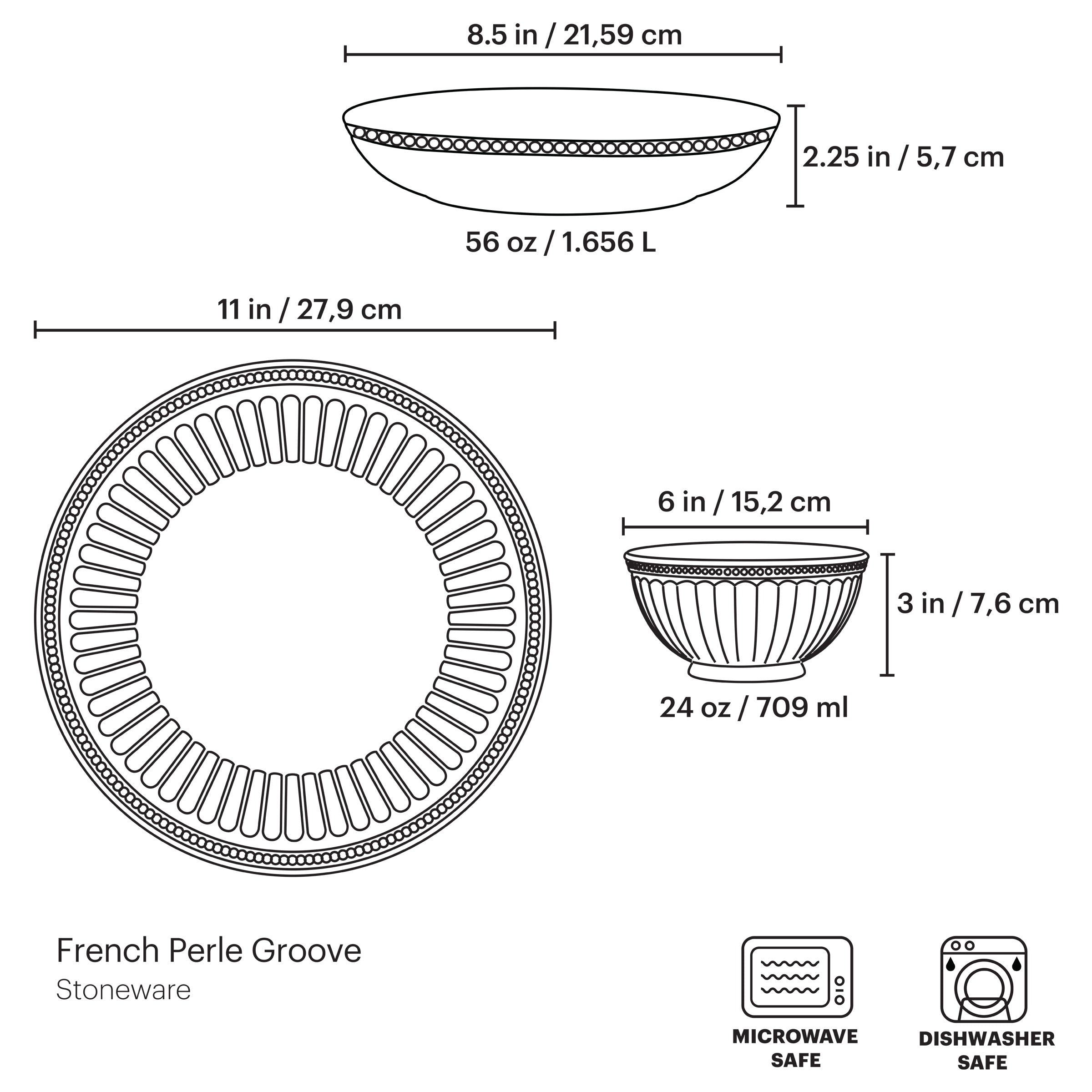 French Perle Groove White 12-Piece Dinnerware Set - Image 2