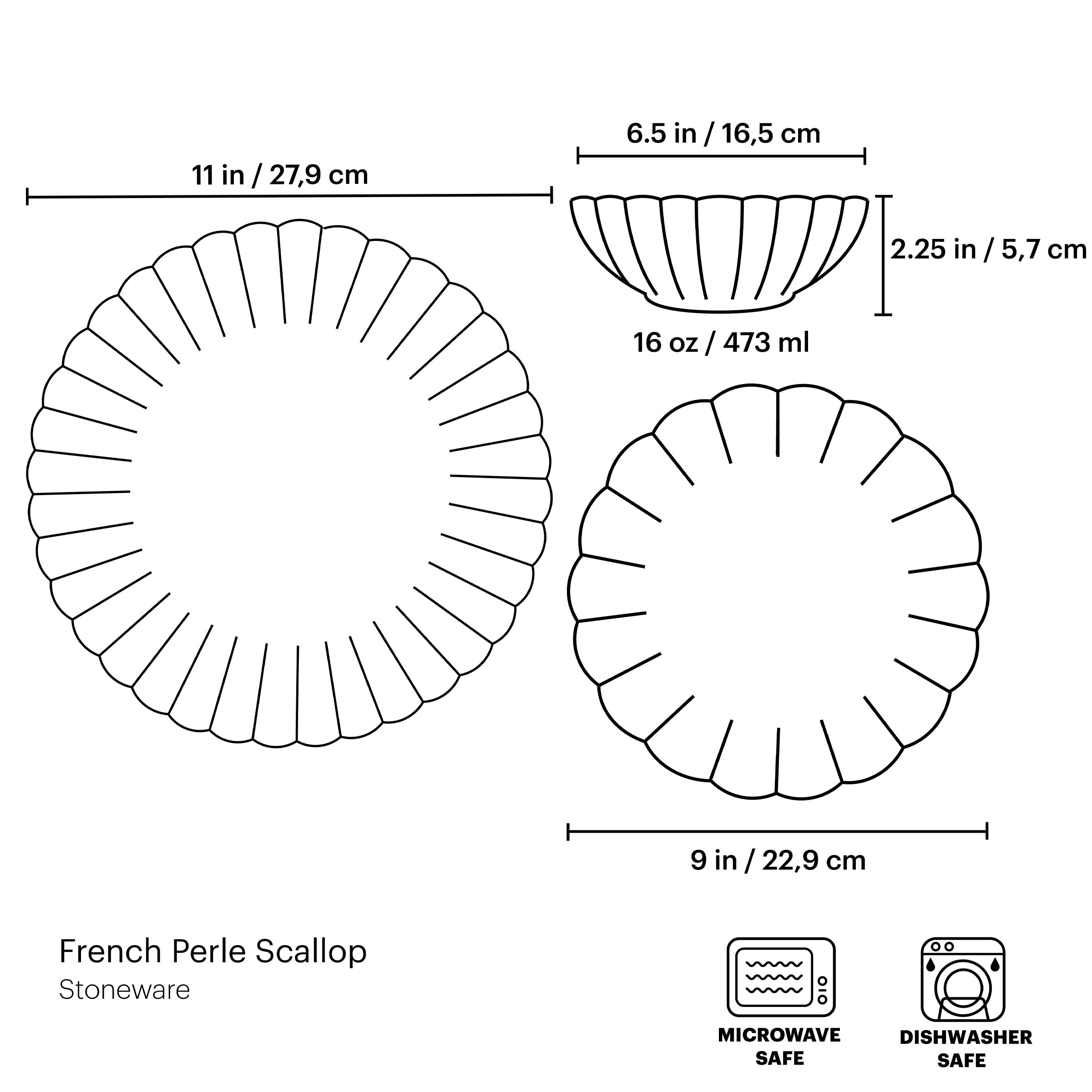 French Perle Scallop White 12-Piece Dinnerware Set - Image 13