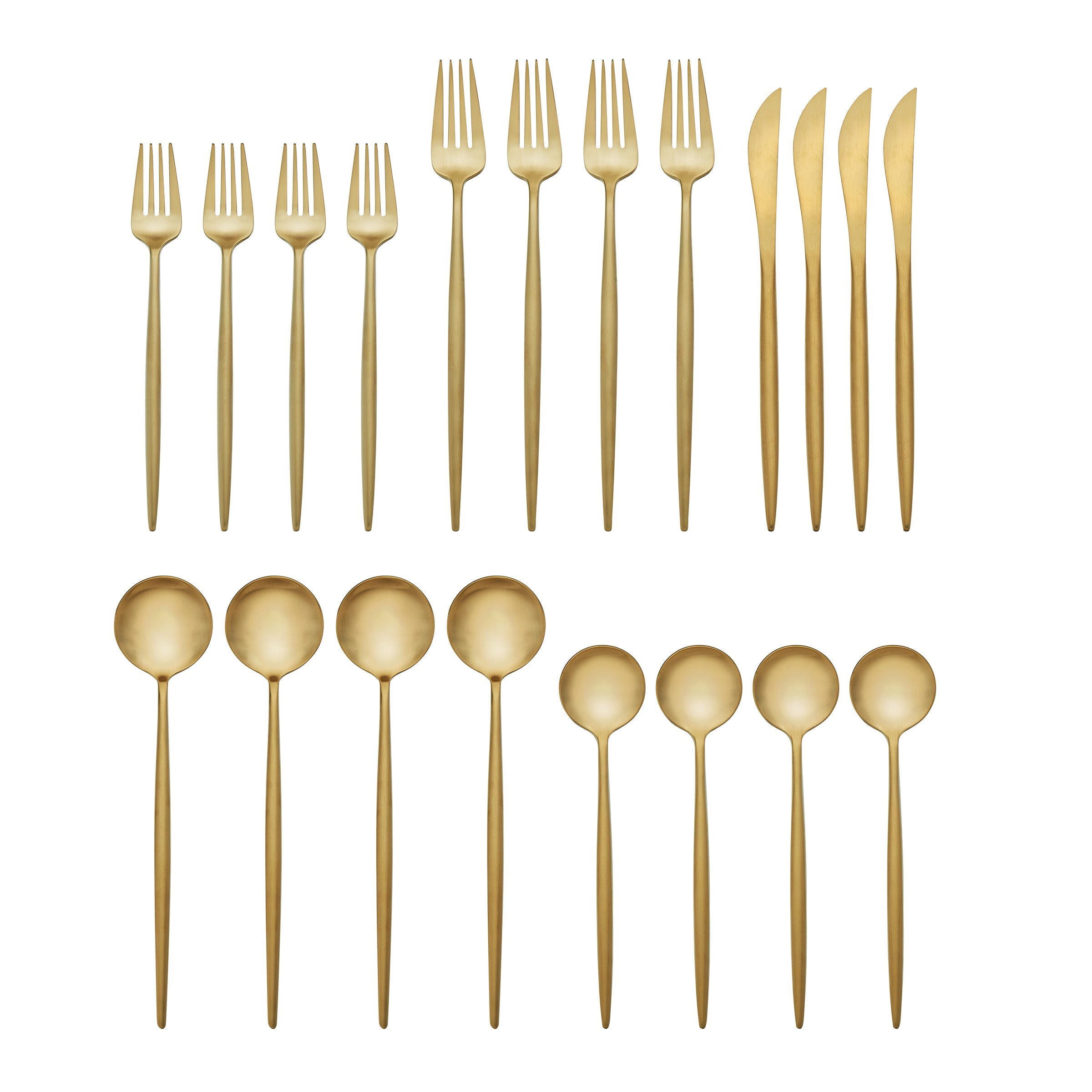 Zephyr Gold Satin 20-Piece Flatware Set - Image 2