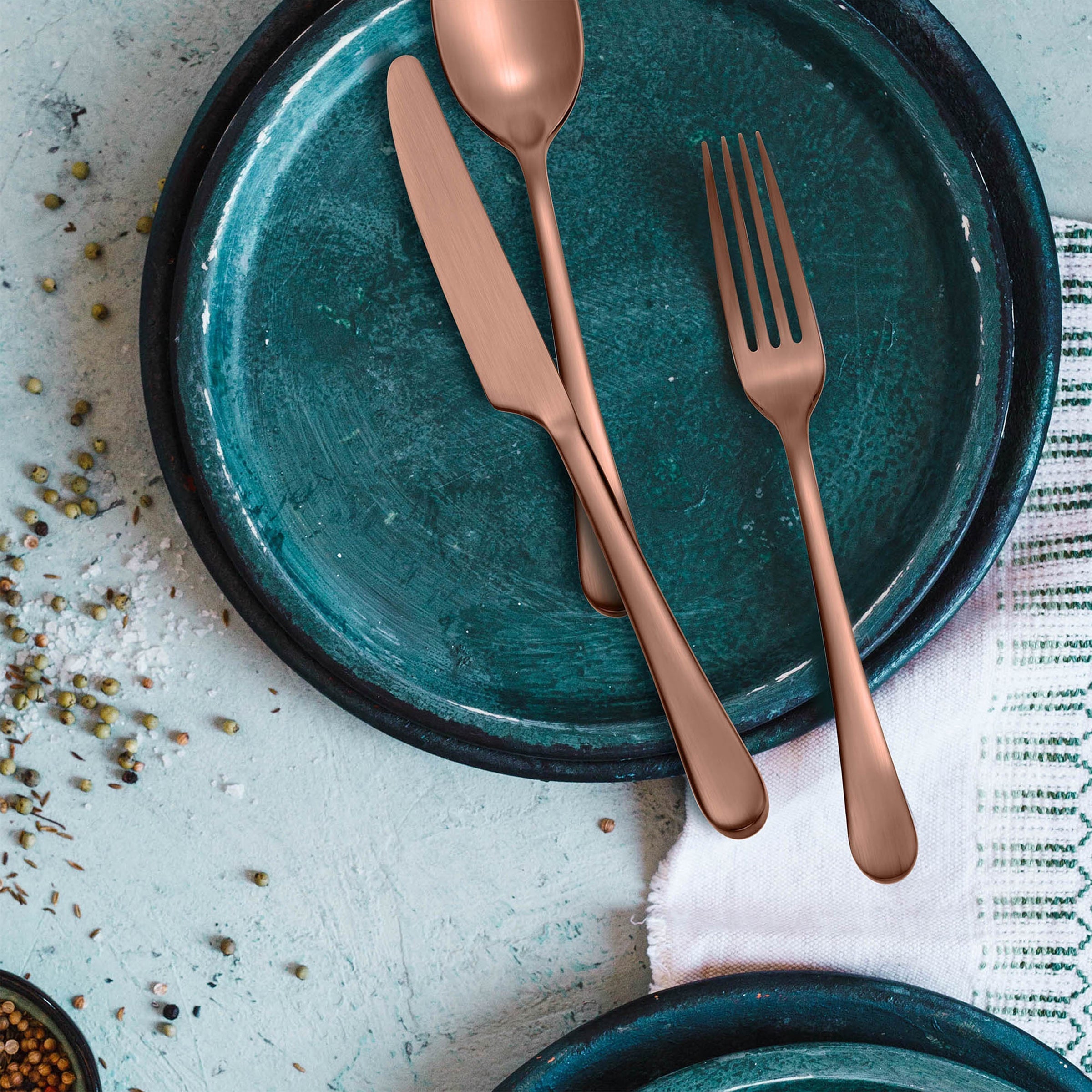 Mirabella Copper Titanium Satin 20-Piece Flatware Set - Image 2