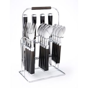Temptation Black Charcoal Handle 16-Piece Flatware Set