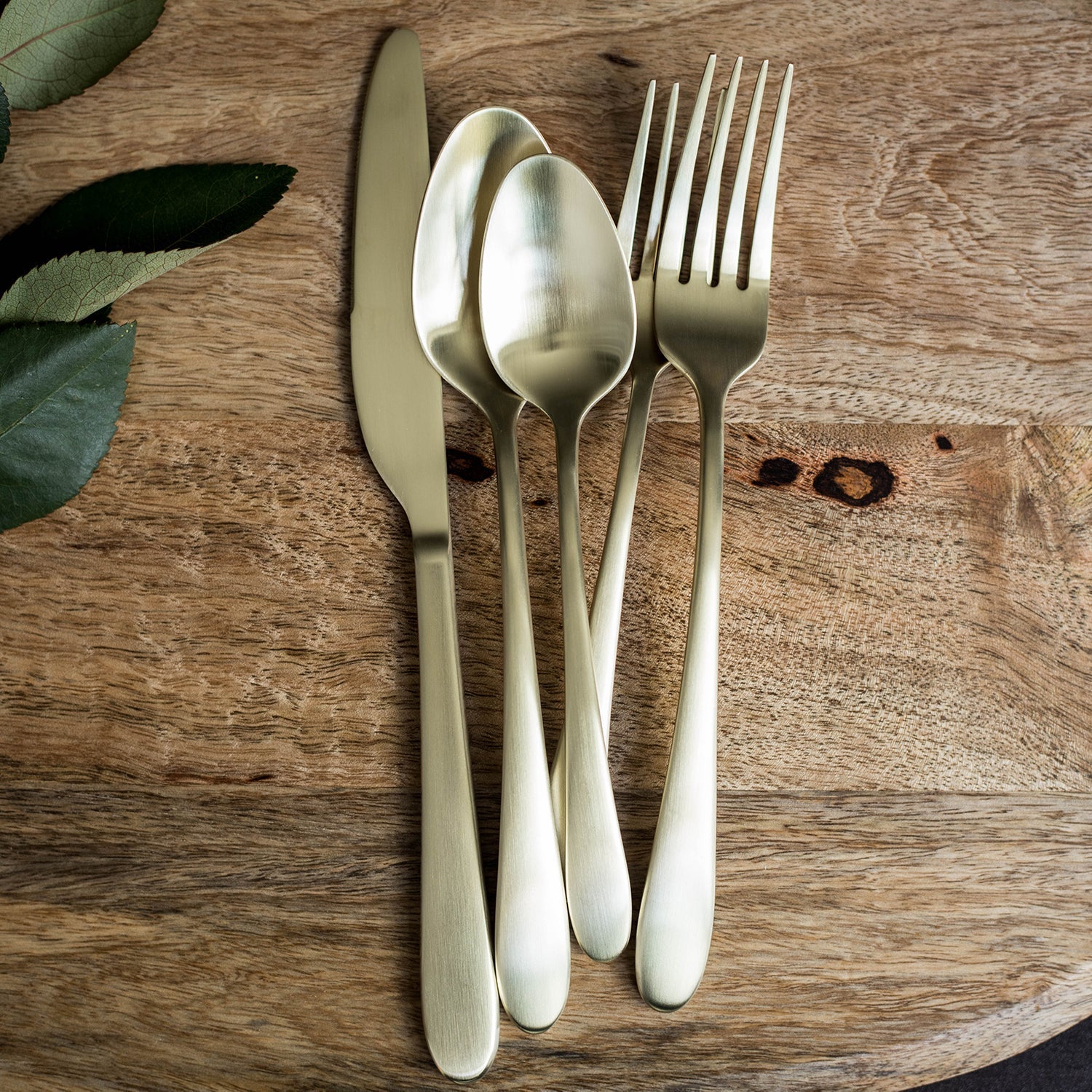 Poet Champagne Satin 20-Piece Flatware Set - Image 3