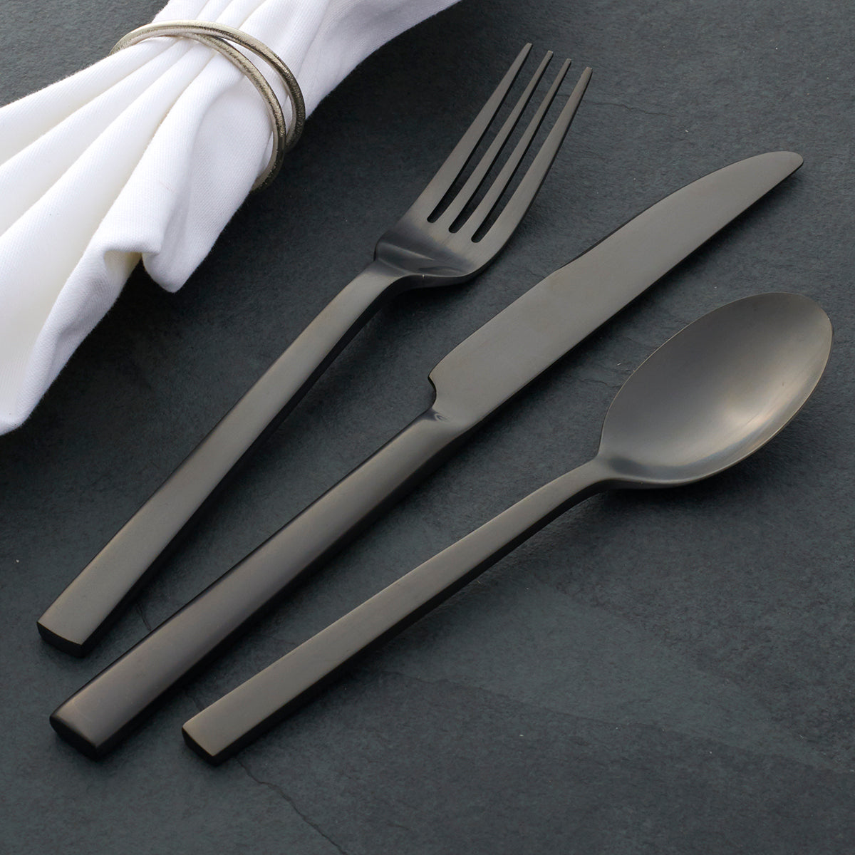 Chefs Table Midnight Matte 20-Piece Flatware Set - Image 4